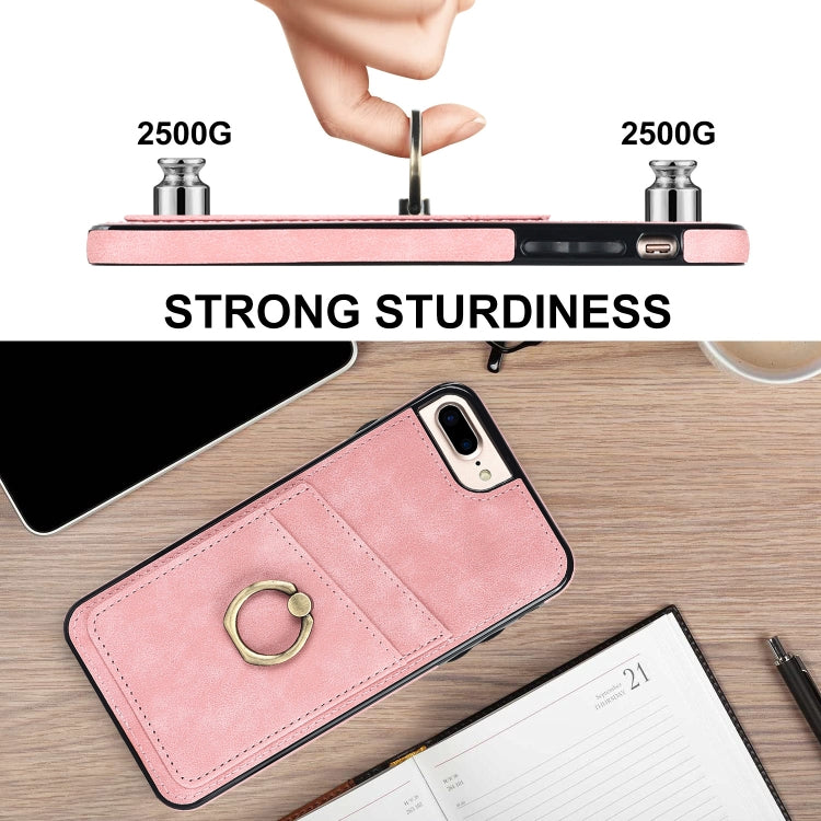 Vintage Patch Leather Phone Case with Ring Holder For iPhone 7 Plus/8 Plus