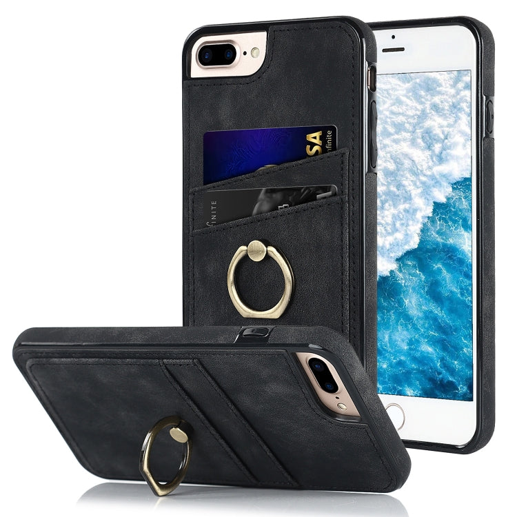 Vintage Patch Leather Phone Case with Ring Holder For iPhone 7 Plus/8 Plus
