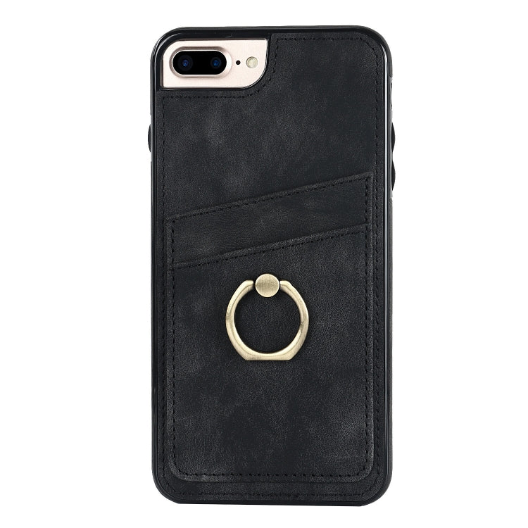 Vintage Patch Leather Phone Case with Ring Holder For iPhone 7 Plus/8 Plus