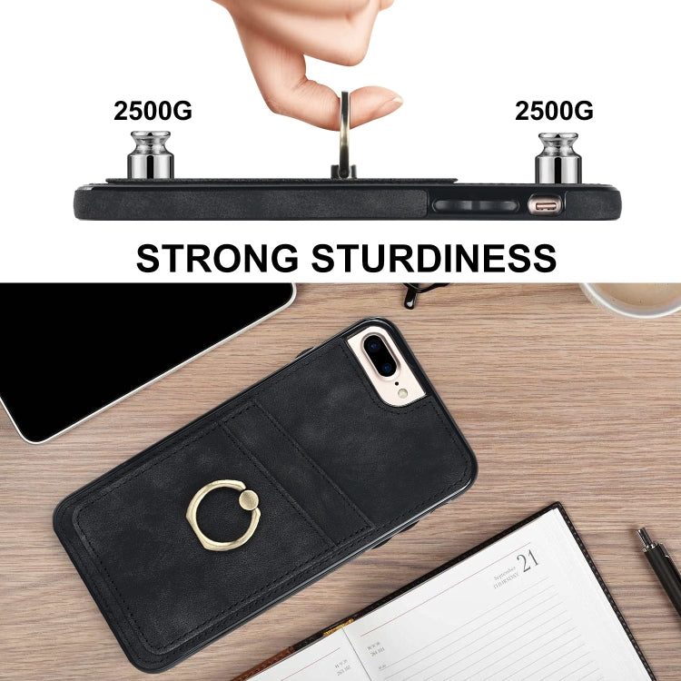 Vintage Patch Leather Phone Case with Ring Holder For iPhone 7 Plus/8 Plus