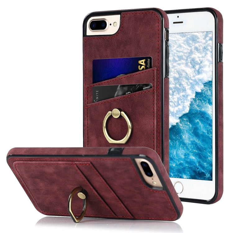 Vintage Patch Leather Phone Case with Ring Holder For iPhone 7 Plus/8 Plus