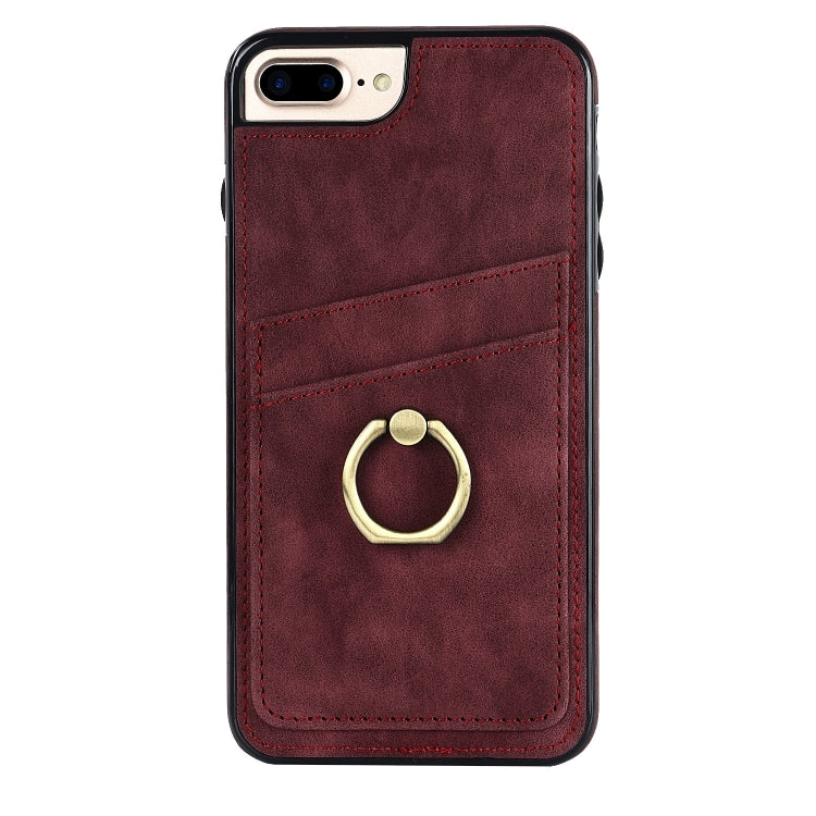 Vintage Patch Leather Phone Case with Ring Holder For iPhone 7 Plus/8 Plus