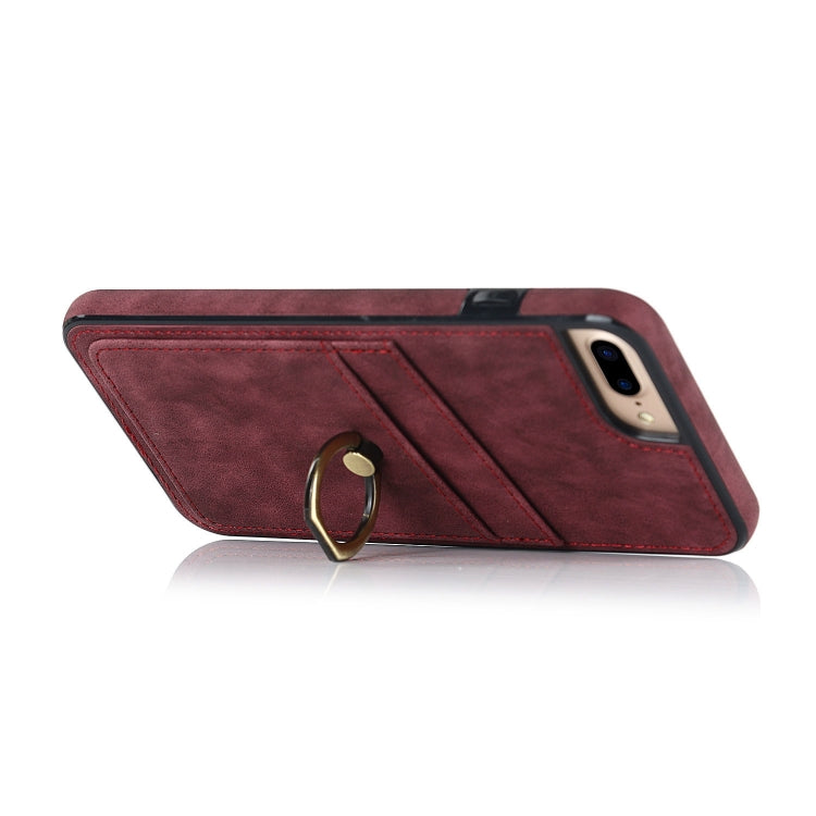 Vintage Patch Leather Phone Case with Ring Holder For iPhone 7 Plus/8 Plus