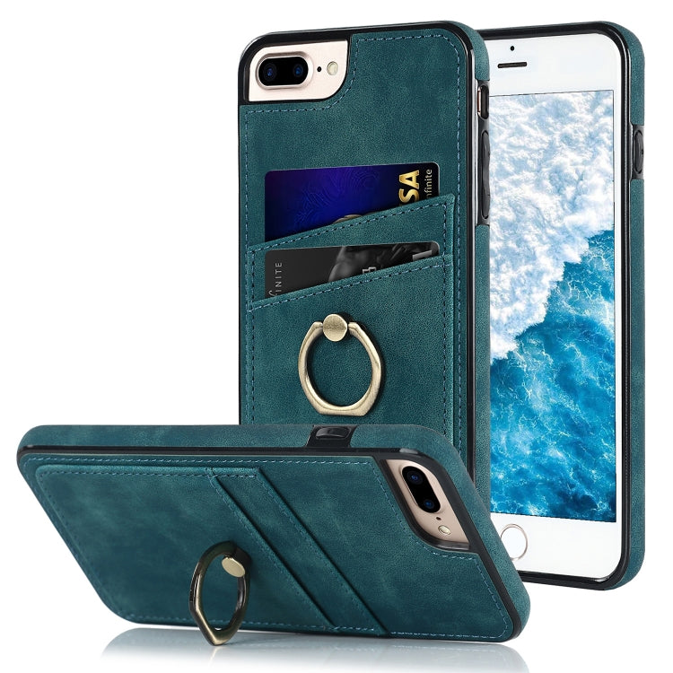 Vintage Patch Leather Phone Case with Ring Holder For iPhone 7 Plus/8 Plus