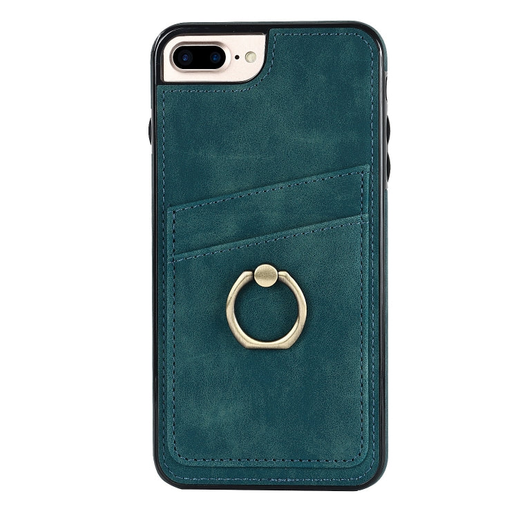 Vintage Patch Leather Phone Case with Ring Holder For iPhone 7 Plus/8 Plus