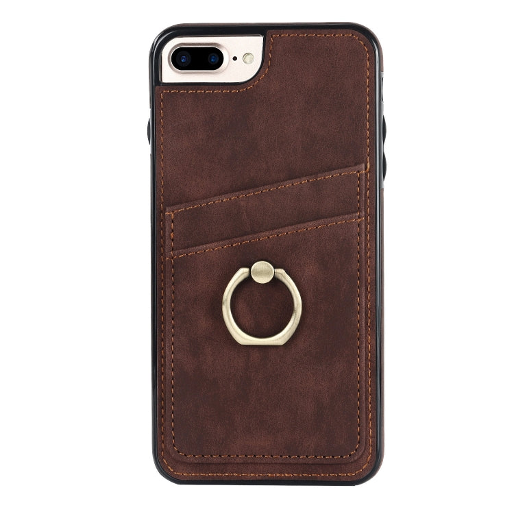 Vintage Patch Leather Phone Case with Ring Holder For iPhone 7 Plus/8 Plus