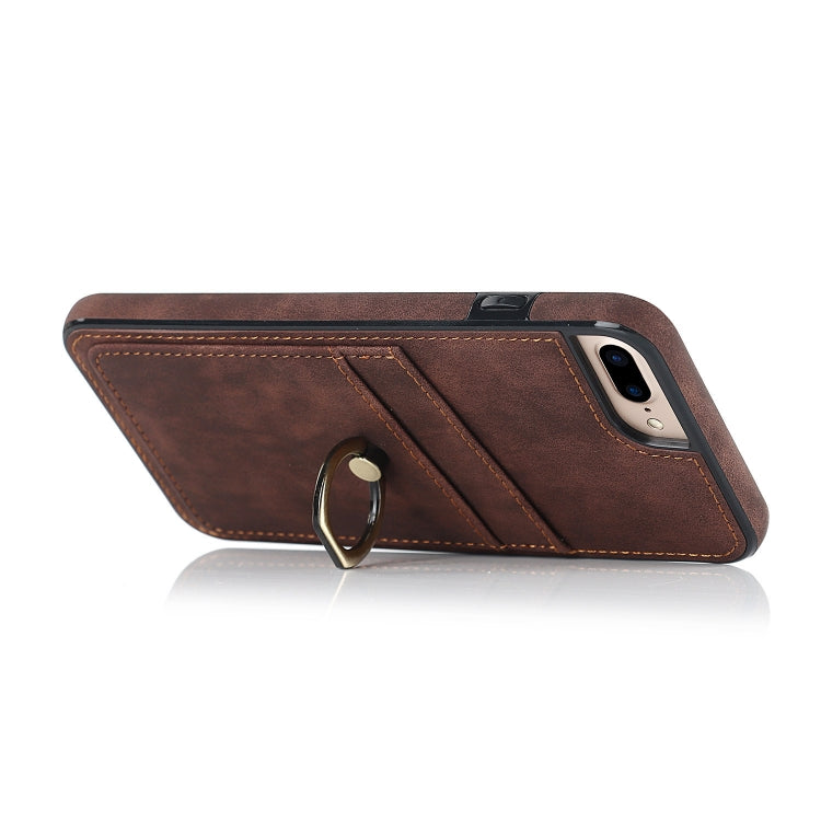 Vintage Patch Leather Phone Case with Ring Holder For iPhone 7 Plus/8 Plus