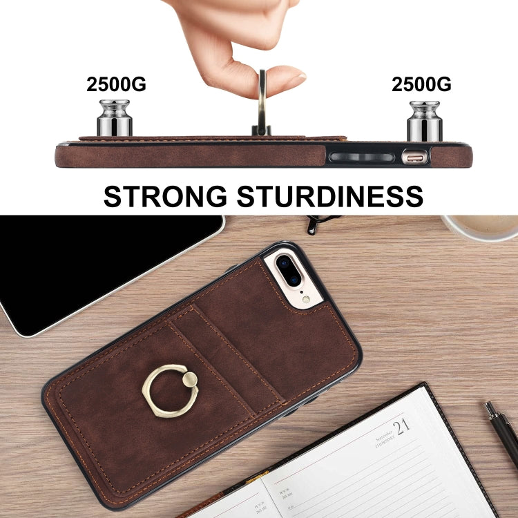 Vintage Patch Leather Phone Case with Ring Holder For iPhone 7 Plus/8 Plus