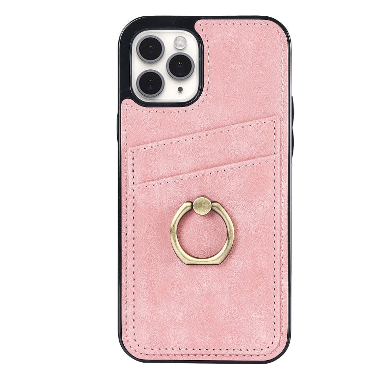 For iPhone 11 Pro Vintage Patch Leather Phone Case with Ring Holder