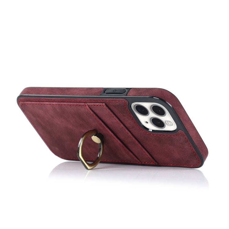 For iPhone 11 Pro Vintage Patch Leather Phone Case with Ring Holder