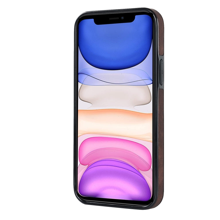 For iPhone 11 Pro Max Vintage Patch Leather Phone Case with Ring Holder