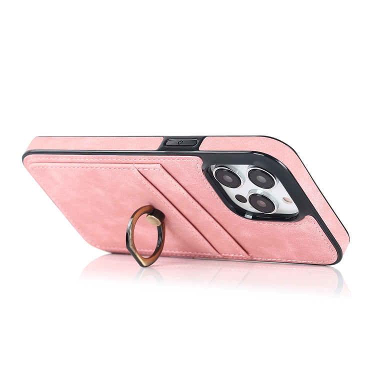 For iPhone 13 Pro Vintage Patch Leather Phone Case with Ring Holder