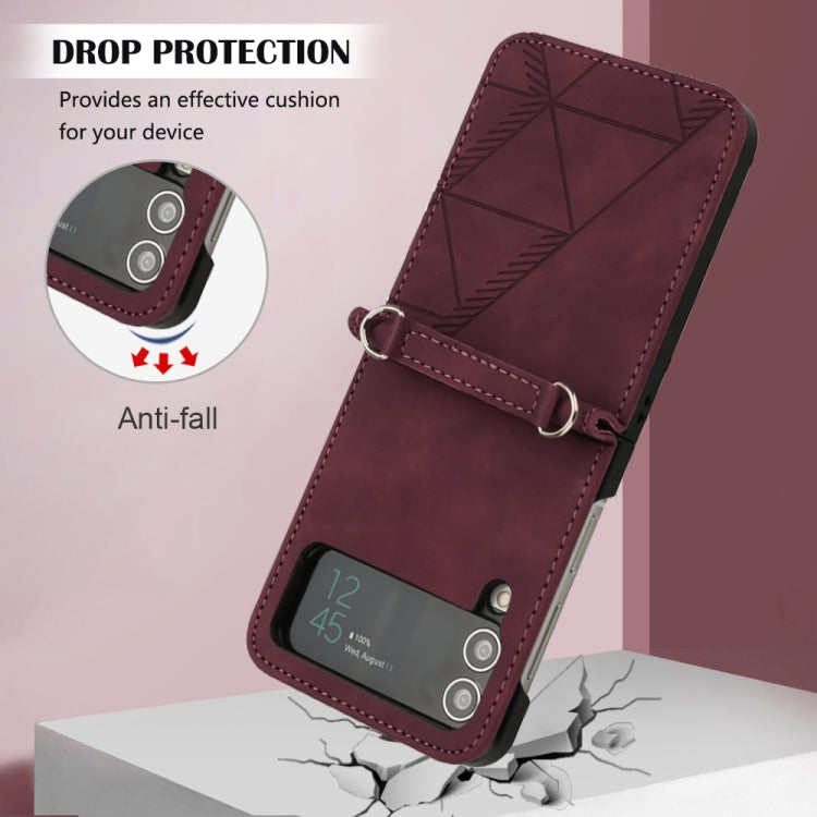 For Samsung Galaxy Z Flip4 3D Embossed Leather Phone Case