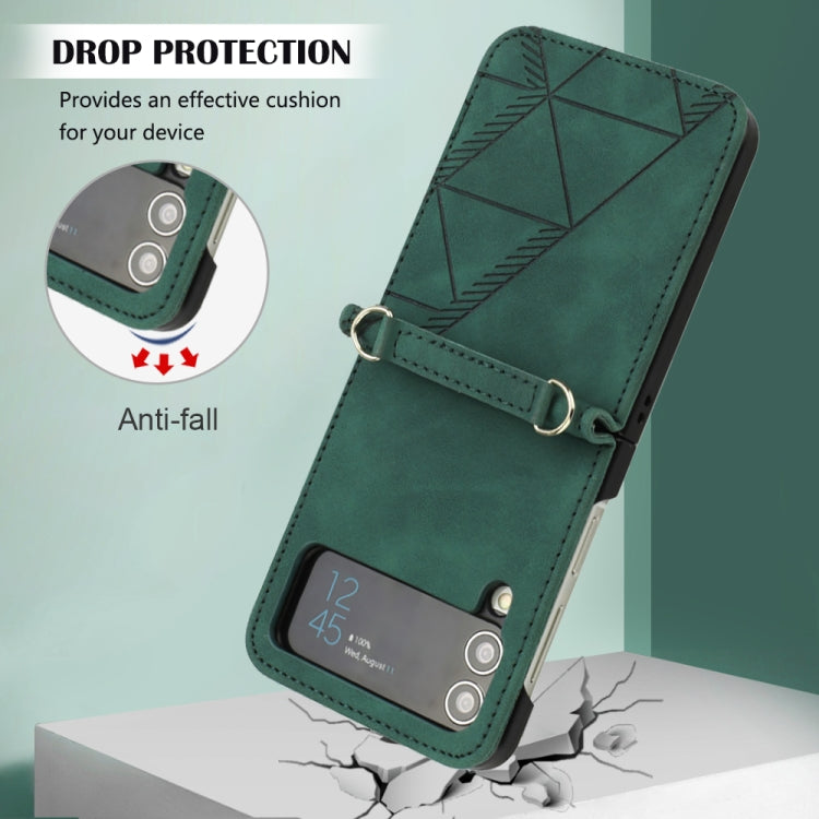 For Samsung Galaxy Z Flip4 3D Embossed Leather Phone Case