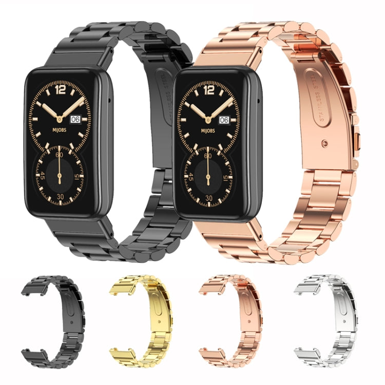 For Xiaomi Mi Band 7 Pro Mijobs Three-bead Metal Stainless Steel Watch Band