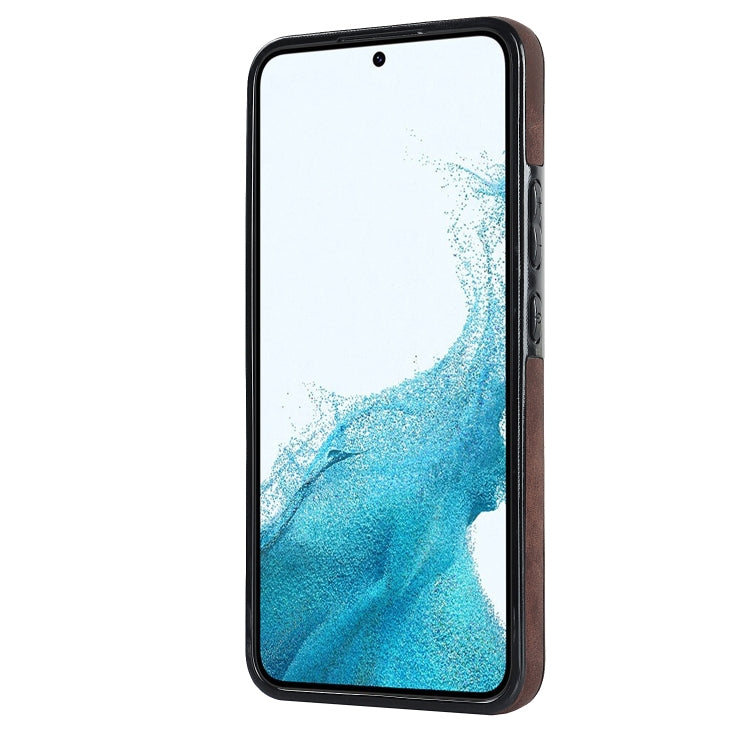 For Samsung Galaxy S22+ 5G Vintage Patch Leather Phone Case with Ring Holder