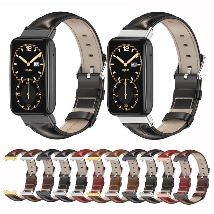 For Xiaomi Mi Band 7 Pro Mijobs Genuine Leather Top Layer Cowhide Watch Band