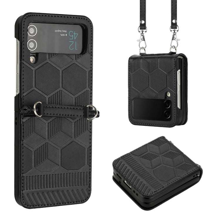 For Samsung Galaxy Z Flip3 5G Crossbody Football Texture Leather Phone Case