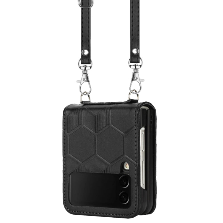 For Samsung Galaxy Z Flip3 5G Crossbody Football Texture Leather Phone Case