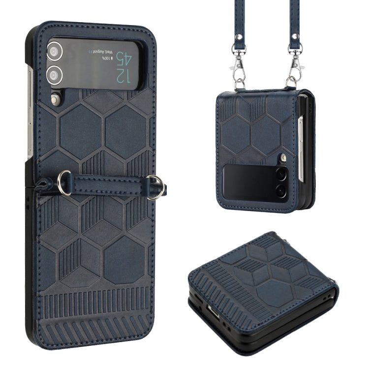 For Samsung Galaxy Z Flip3 5G Crossbody Football Texture Leather Phone Case