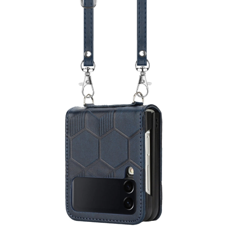 For Samsung Galaxy Z Flip3 5G Crossbody Football Texture Leather Phone Case