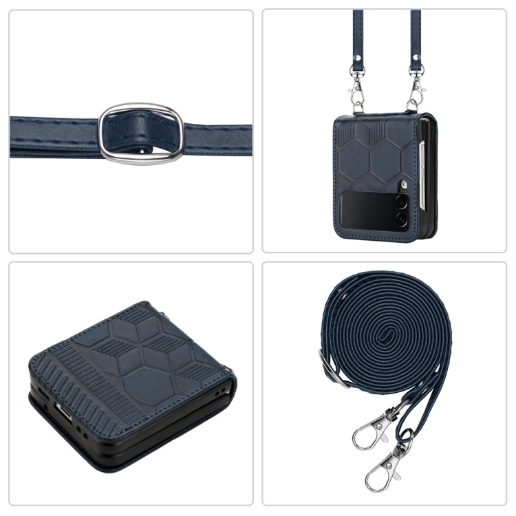 For Samsung Galaxy Z Flip3 5G Crossbody Football Texture Leather Phone Case