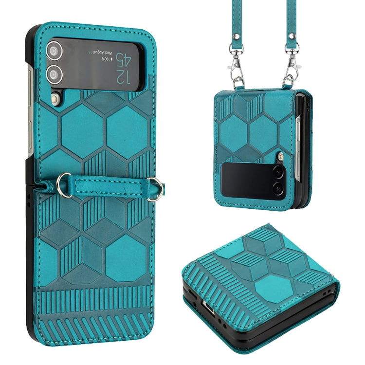 For Samsung Galaxy Z Flip3 5G Crossbody Football Texture Leather Phone Case