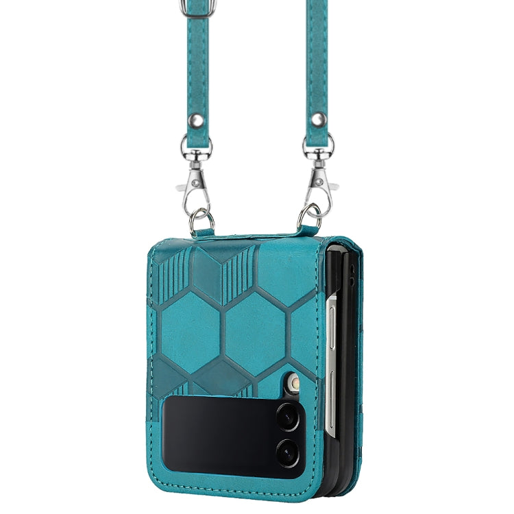 For Samsung Galaxy Z Flip3 5G Crossbody Football Texture Leather Phone Case