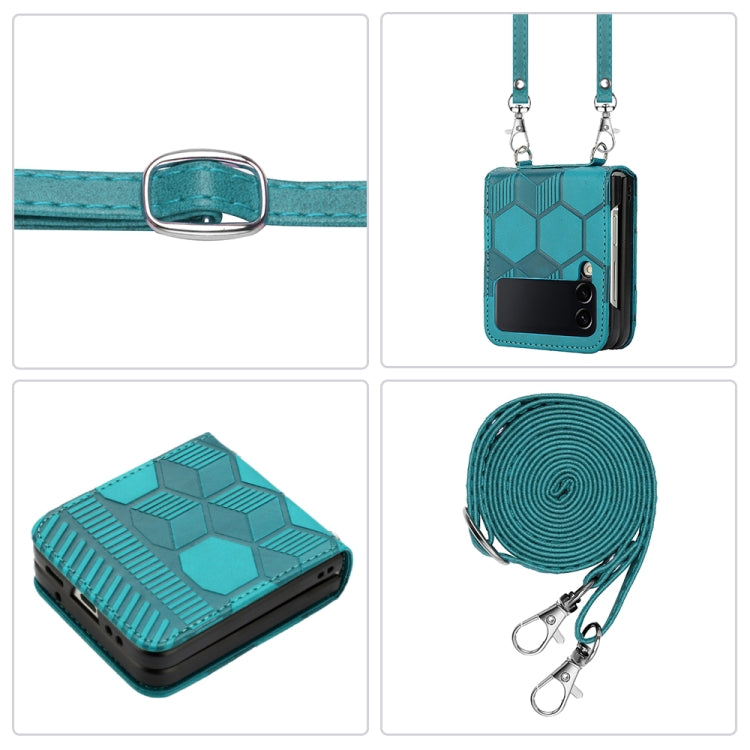 For Samsung Galaxy Z Flip3 5G Crossbody Football Texture Leather Phone Case