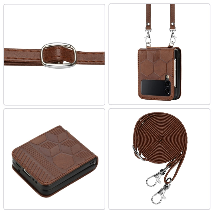 For Samsung Galaxy Z Flip3 5G Crossbody Football Texture Leather Phone Case