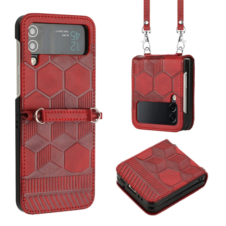 For Samsung Galaxy Z Flip3 5G Crossbody Football Texture Leather Phone Case