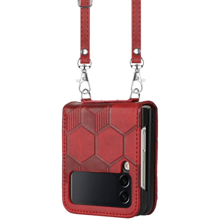 For Samsung Galaxy Z Flip3 5G Crossbody Football Texture Leather Phone Case