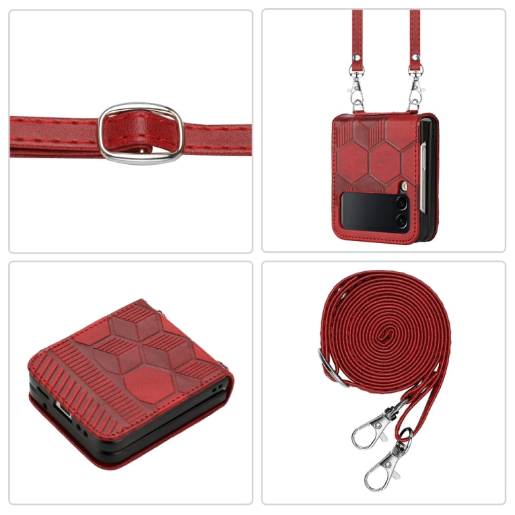 For Samsung Galaxy Z Flip3 5G Crossbody Football Texture Leather Phone Case