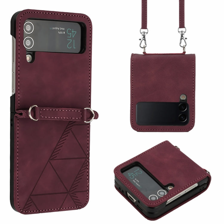 For Samsung Galaxy Z Flip4 Crossbody 3D Embossed Leather Phone Case