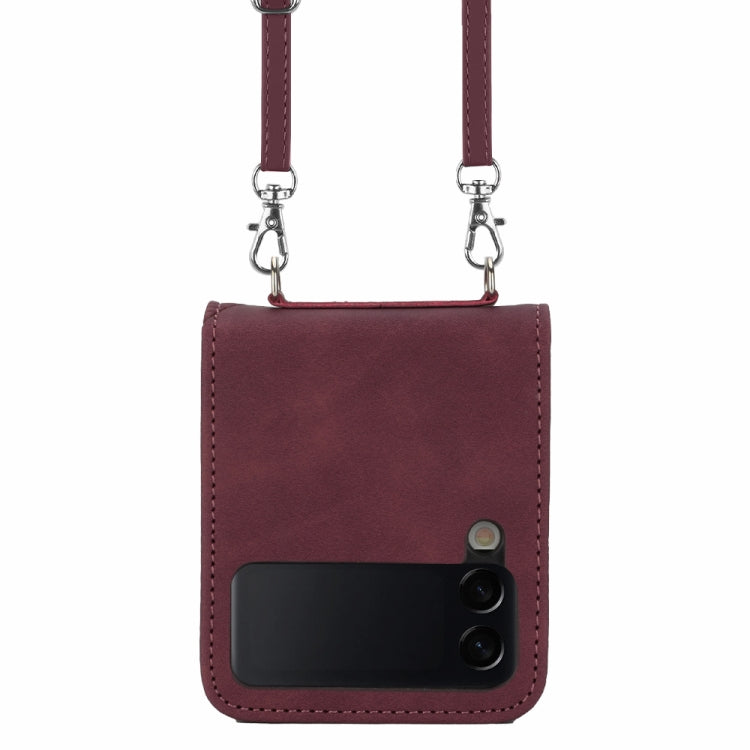 For Samsung Galaxy Z Flip4 Crossbody 3D Embossed Leather Phone Case