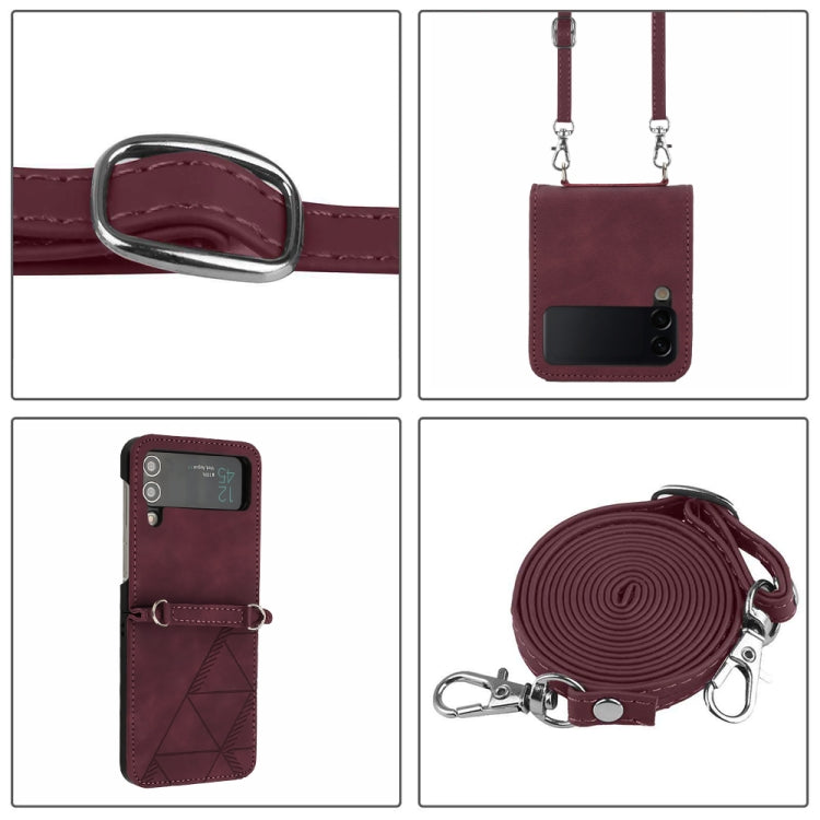 For Samsung Galaxy Z Flip4 Crossbody 3D Embossed Leather Phone Case