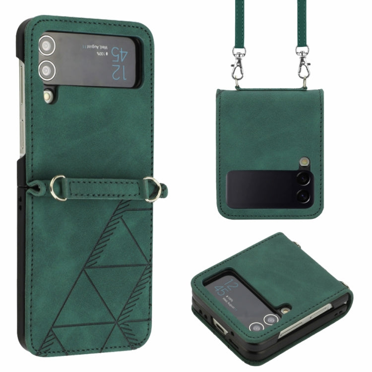 For Samsung Galaxy Z Flip4 Crossbody 3D Embossed Leather Phone Case