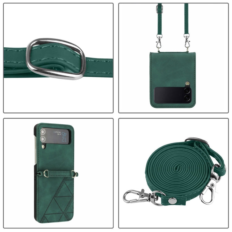For Samsung Galaxy Z Flip4 Crossbody 3D Embossed Leather Phone Case