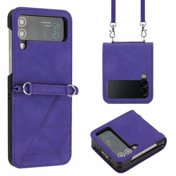 For Samsung Galaxy Z Flip4 Crossbody 3D Embossed Leather Phone Case