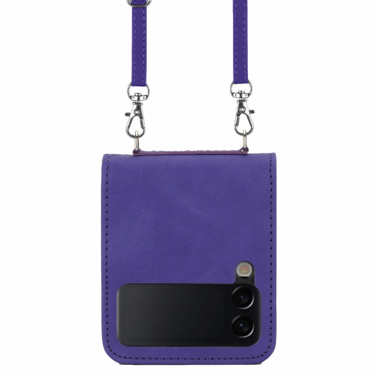 For Samsung Galaxy Z Flip4 Crossbody 3D Embossed Leather Phone Case