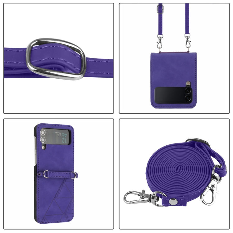 For Samsung Galaxy Z Flip4 Crossbody 3D Embossed Leather Phone Case