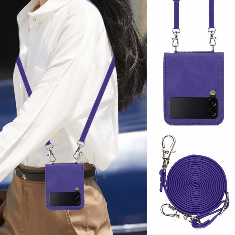 For Samsung Galaxy Z Flip4 Crossbody 3D Embossed Leather Phone Case