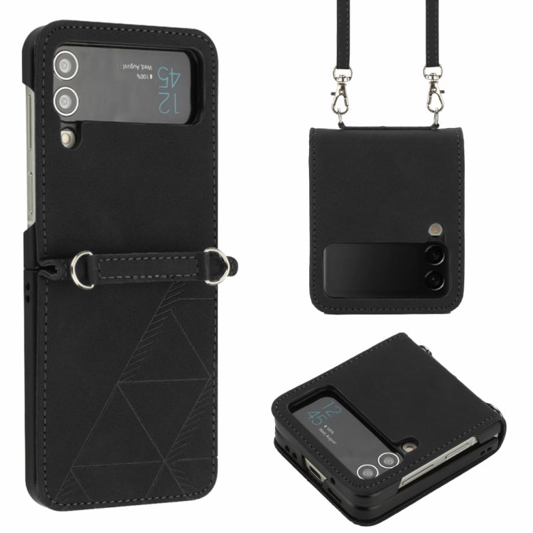 For Samsung Galaxy Z Flip4 Crossbody 3D Embossed Leather Phone Case