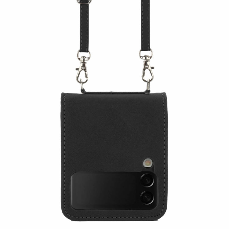 For Samsung Galaxy Z Flip4 Crossbody 3D Embossed Leather Phone Case