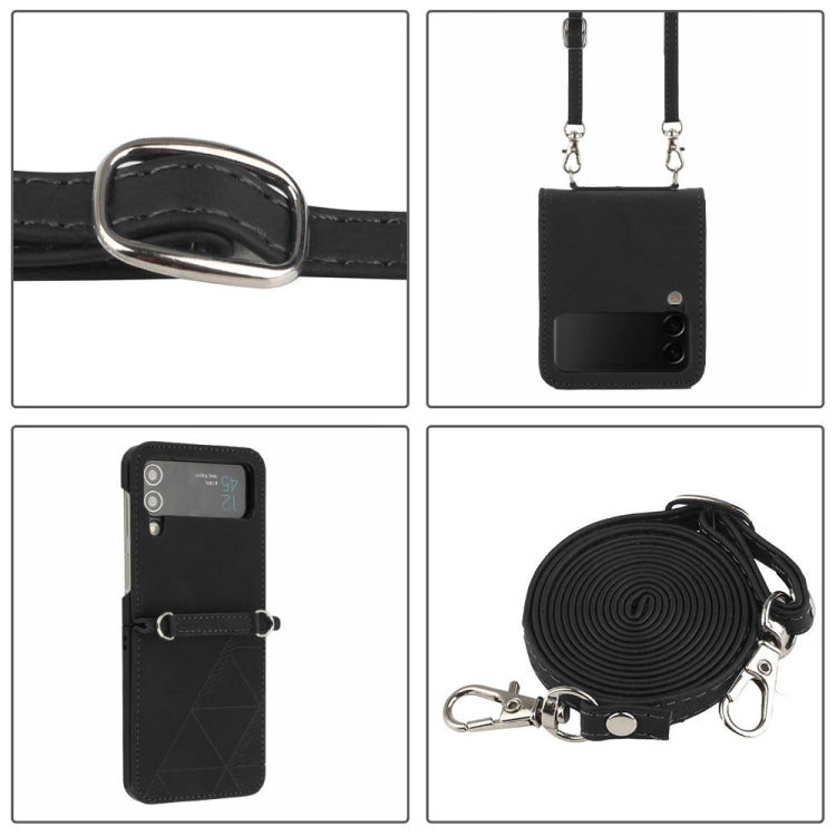 For Samsung Galaxy Z Flip4 Crossbody 3D Embossed Leather Phone Case
