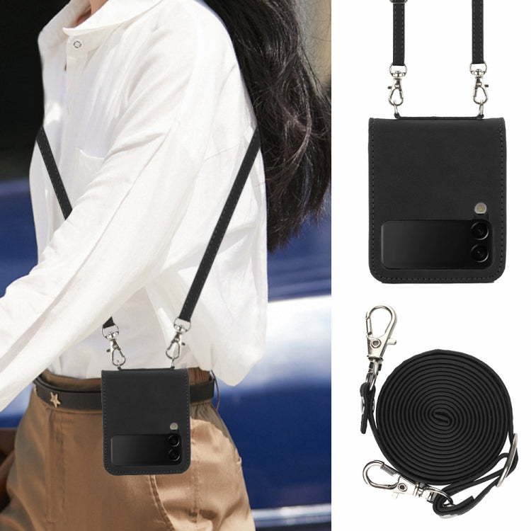 For Samsung Galaxy Z Flip4 Crossbody 3D Embossed Leather Phone Case