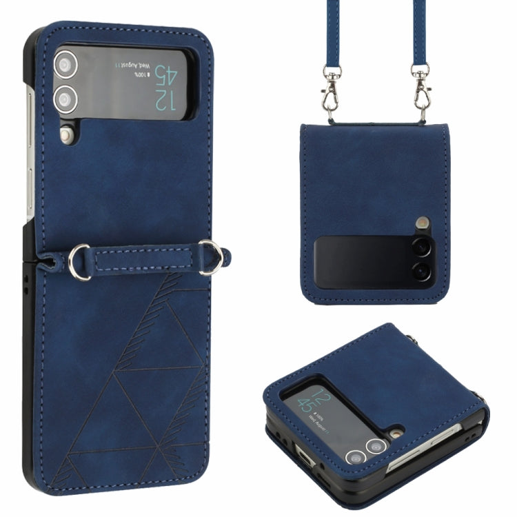 For Samsung Galaxy Z Flip4 Crossbody 3D Embossed Leather Phone Case