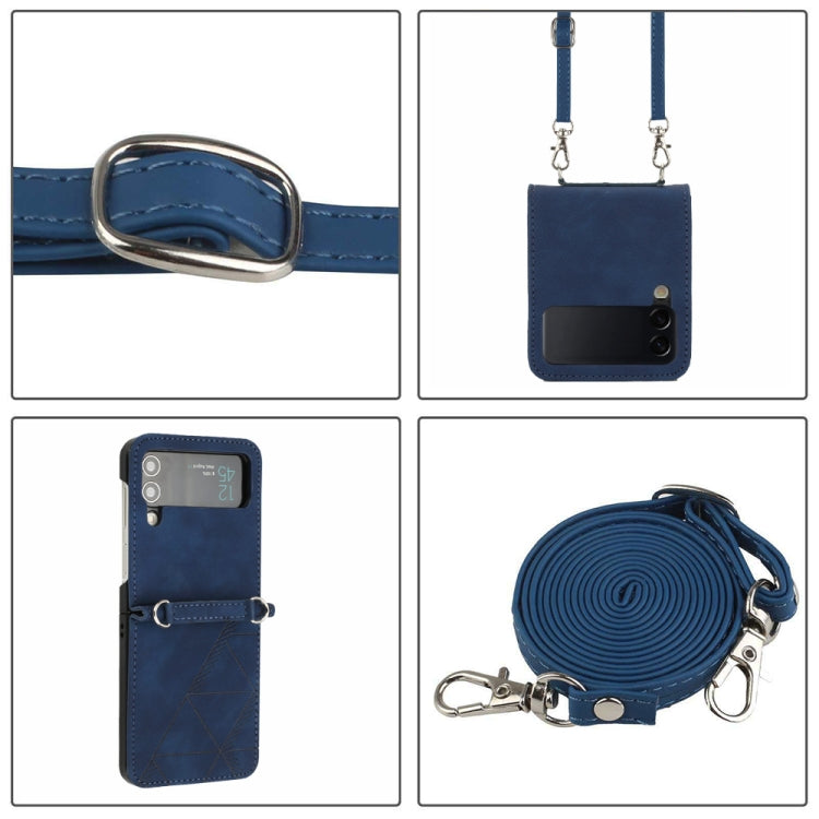 For Samsung Galaxy Z Flip4 Crossbody 3D Embossed Leather Phone Case