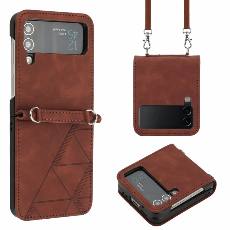 For Samsung Galaxy Z Flip4 Crossbody 3D Embossed Leather Phone Case