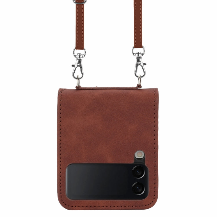 For Samsung Galaxy Z Flip4 Crossbody 3D Embossed Leather Phone Case